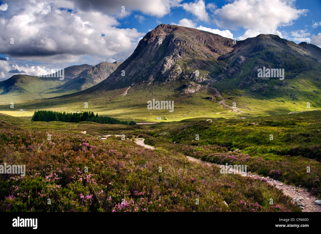 A view down the Devil's Staircase towards the Pass of Glen Coe in the Scottish Highlands. Stock Photo