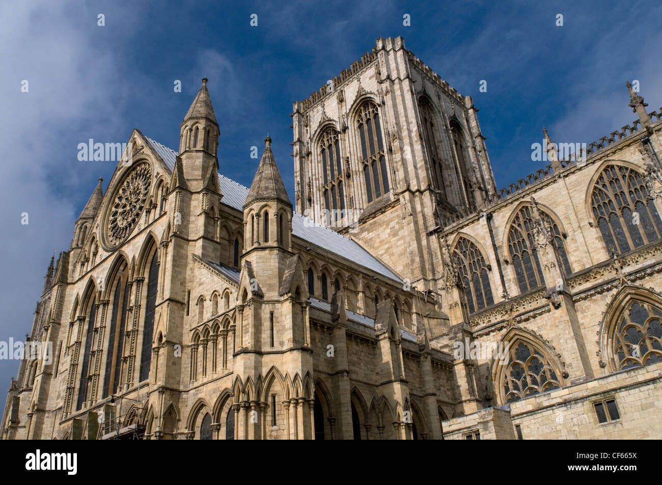 A view up toward the facade of York Minster. Stock Photo