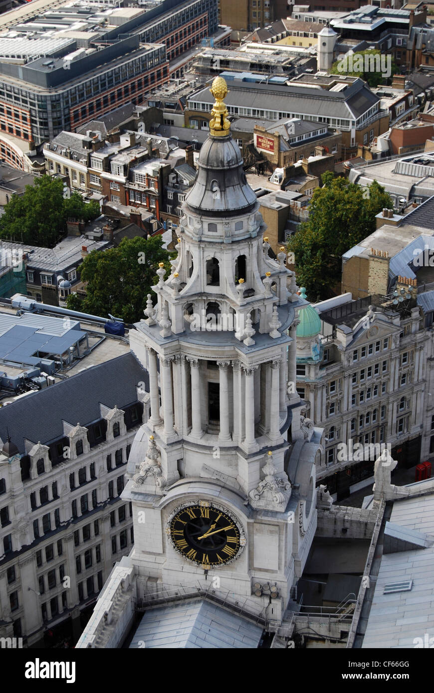 A view toward St Paul's Cathedral clock. Stock Photo