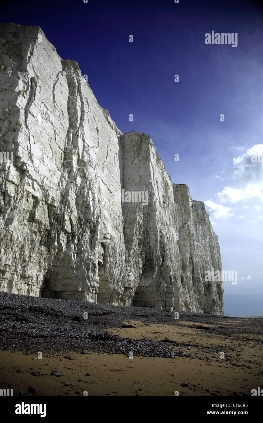 The sheer white cliffs of Beachy Head. Stock Photo