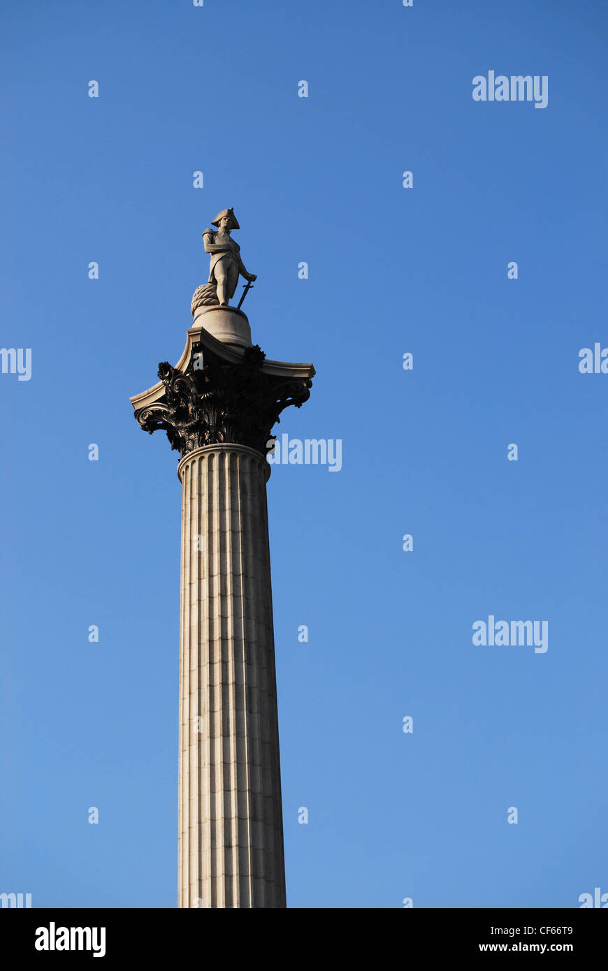 A view up at Nelson's Column in Trafalgar Square. Stock Photo