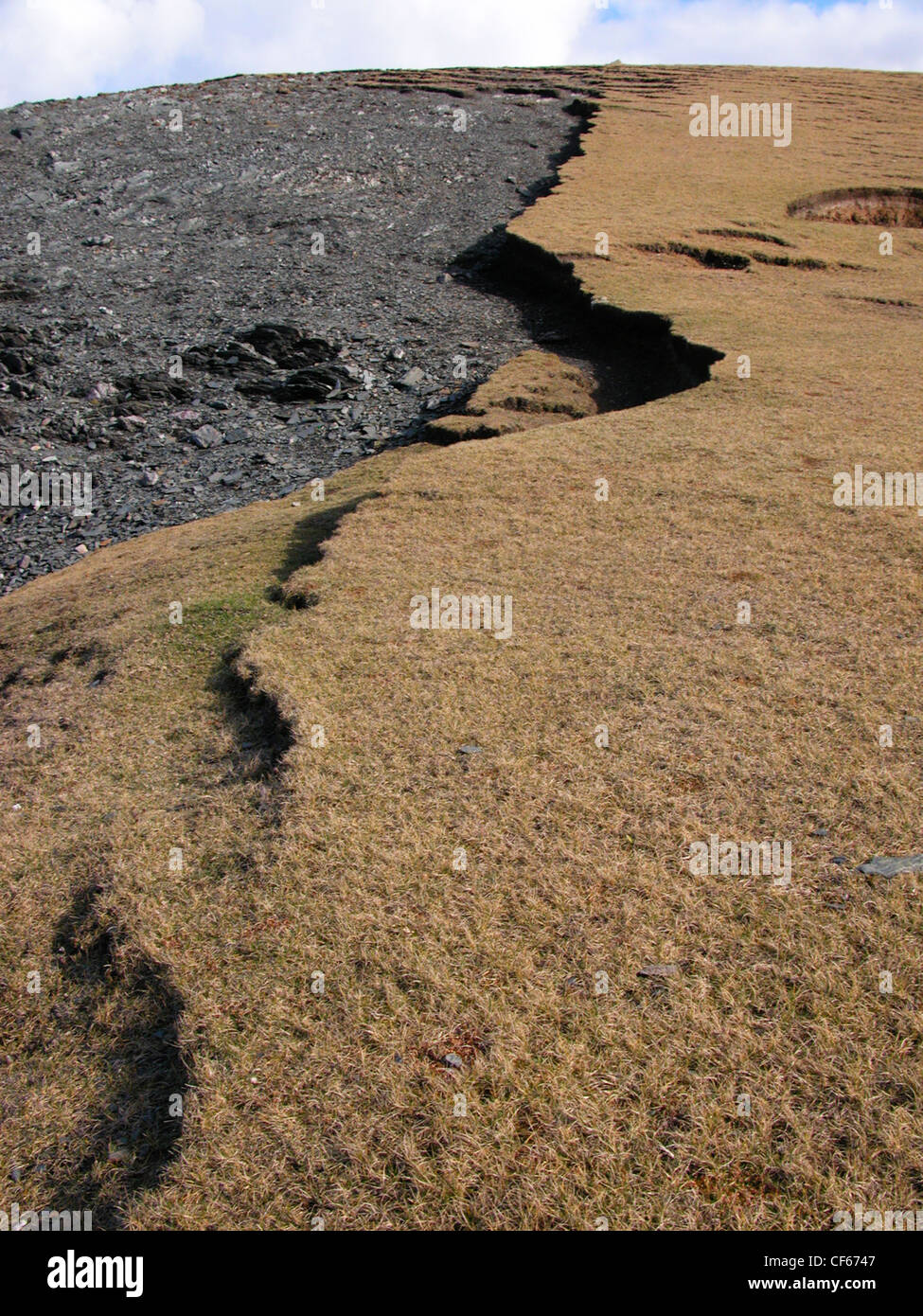 Landslide at Fethaland on Shetland. Stock Photo