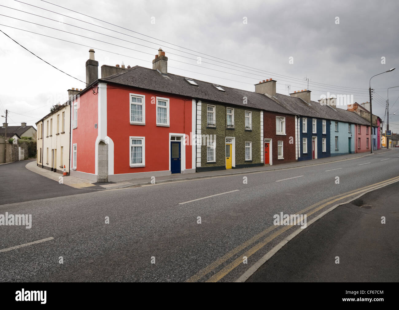 A row of colourful houses in Kilkenny. Stock Photo