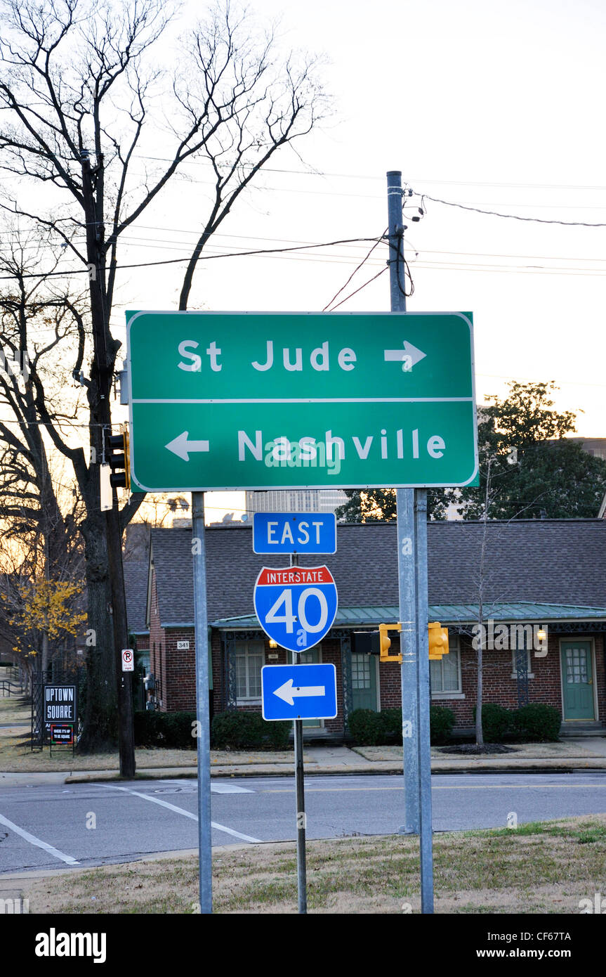 Road sign to St. Jude Children's Research Hospital, Memphis, Tennessee, USA Stock Photo