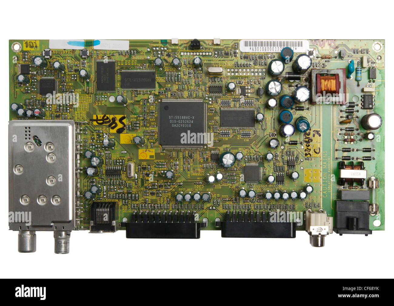 Electric printed circuit board on white background Stock Photo