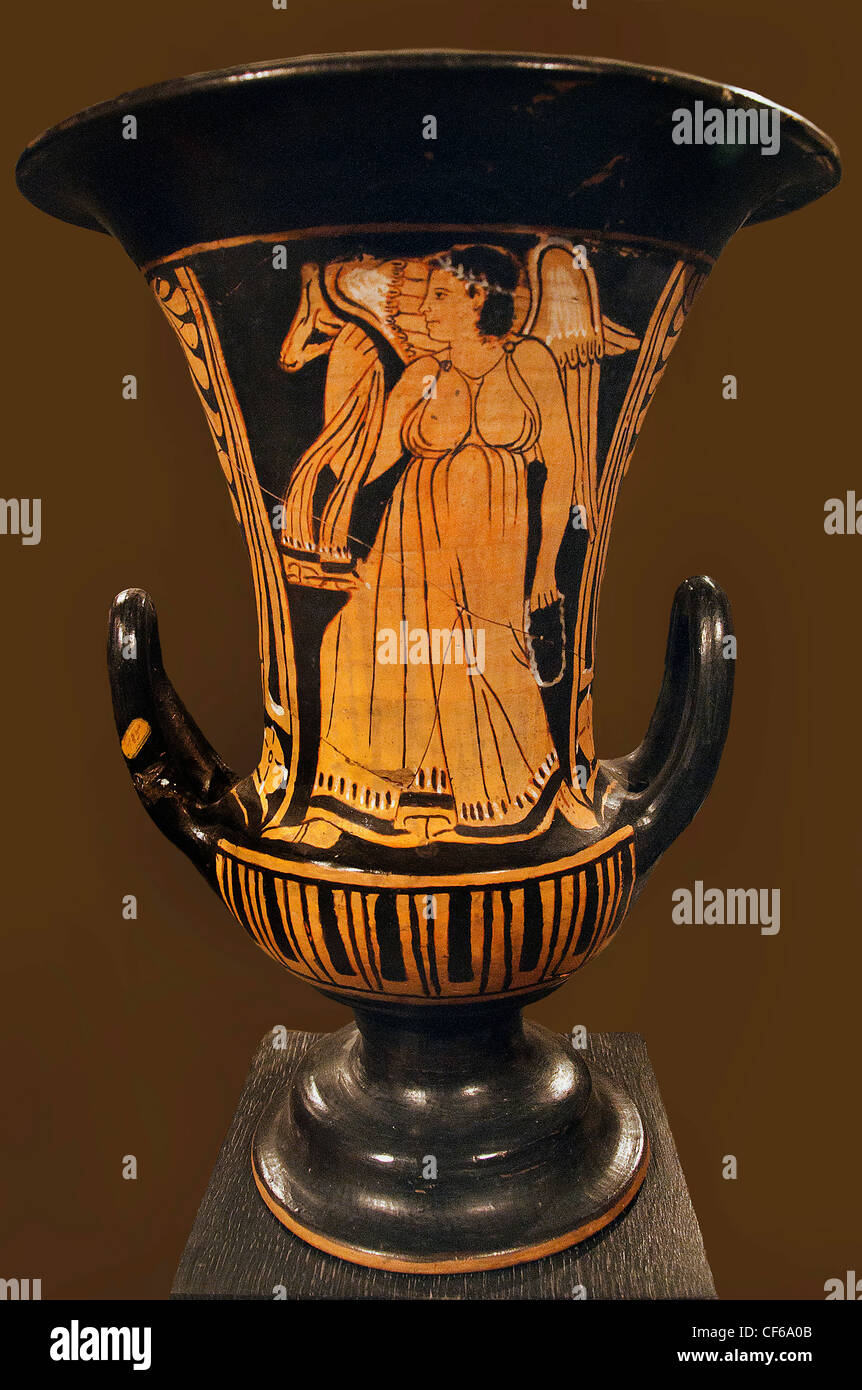 Winged female spirit woman figure krater 4th cent BC Etruscan Italy Italian Stock Photo