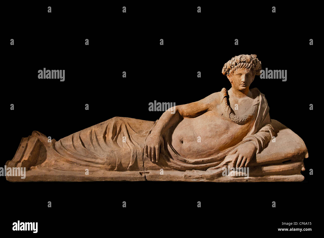 Sarcophagus Etruscan male figure half extended 3 century BC Tuscany Italy Stock Photo