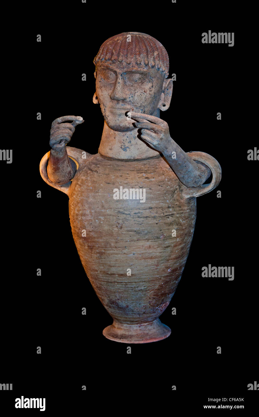 Vase canopic 6 century BC Chiusi Italy Etruscan Stock Photo