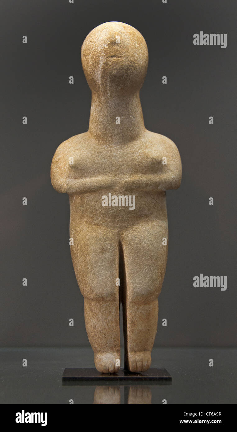 precanonique figurine Old Cycladic 2700 BC Cyclades Greece Greek Stock Photo