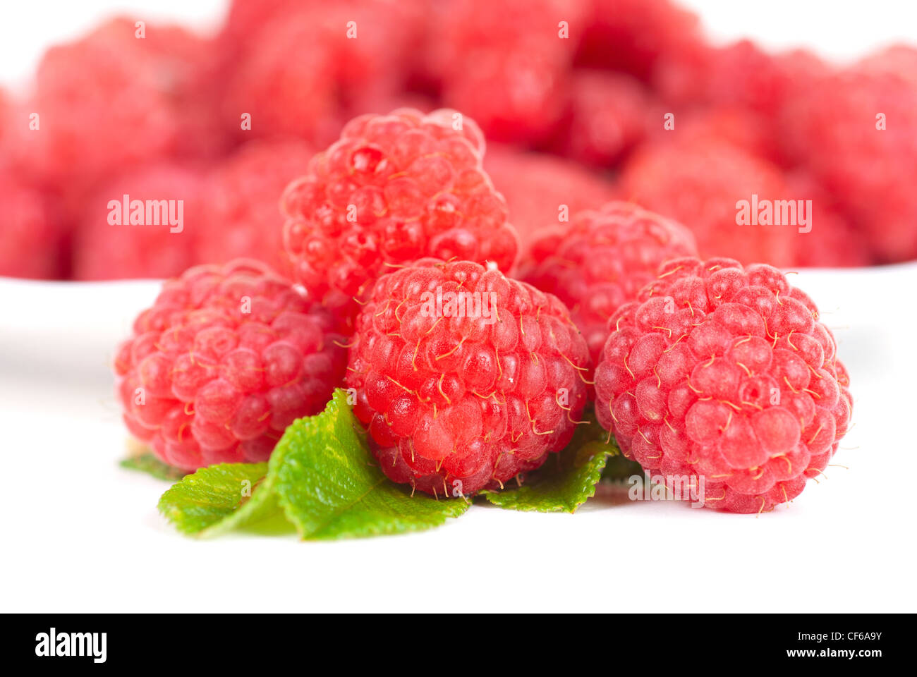 fresh raspberry closeup on a white background Stock Photo - Alamy