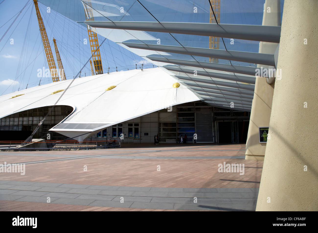 Exterior view of the front entrance to the O2 arena in Greenwich. Stock Photo