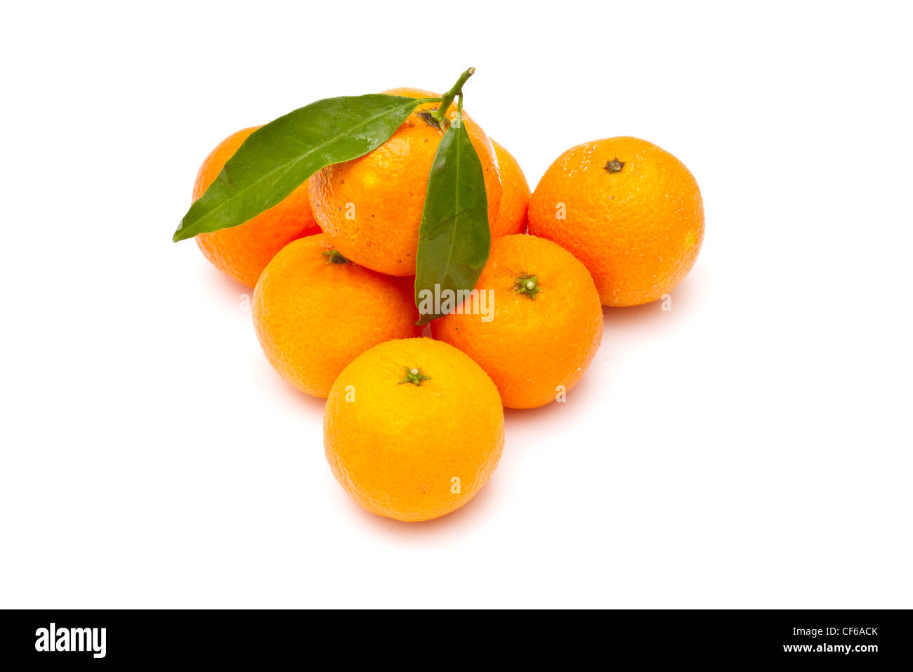 Ripe tangerines on white background Stock Photo