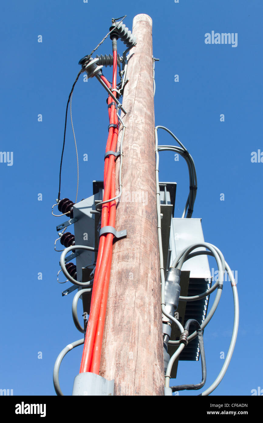 Mains electrical supply equipment on external supporting poles and