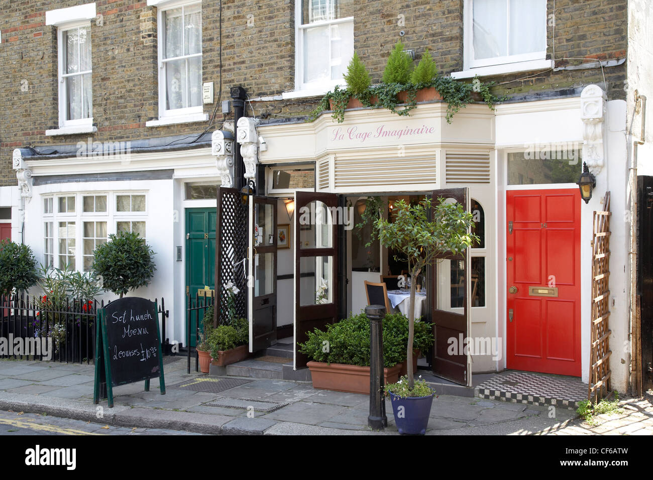 Exterior view of a French restaurant at Hampstead in London. Stock Photo