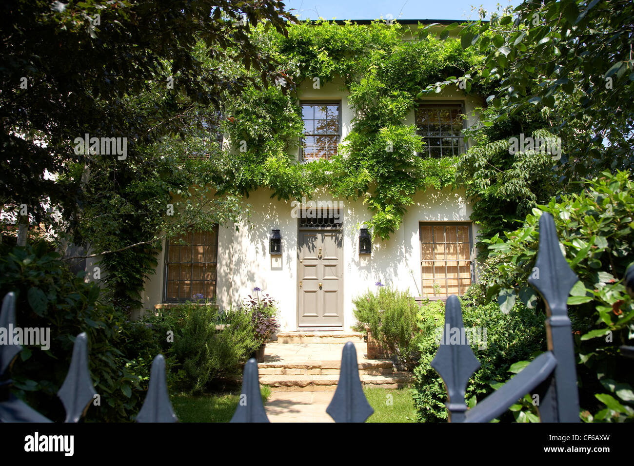 Exterior view of a house at Downshire Hill in Hampstead. Stock Photo