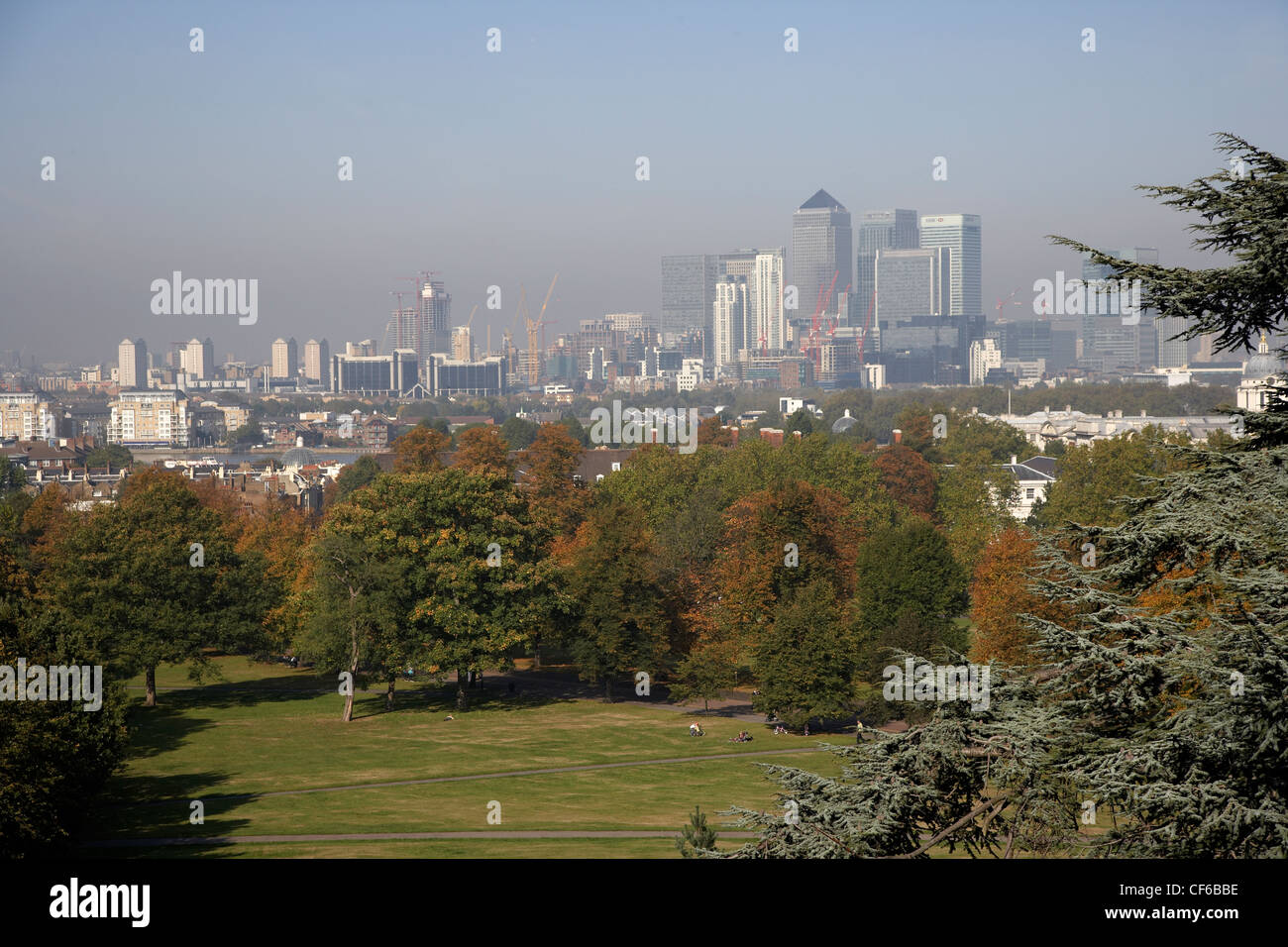 The view from Maize Hill of the City of London. Stock Photo