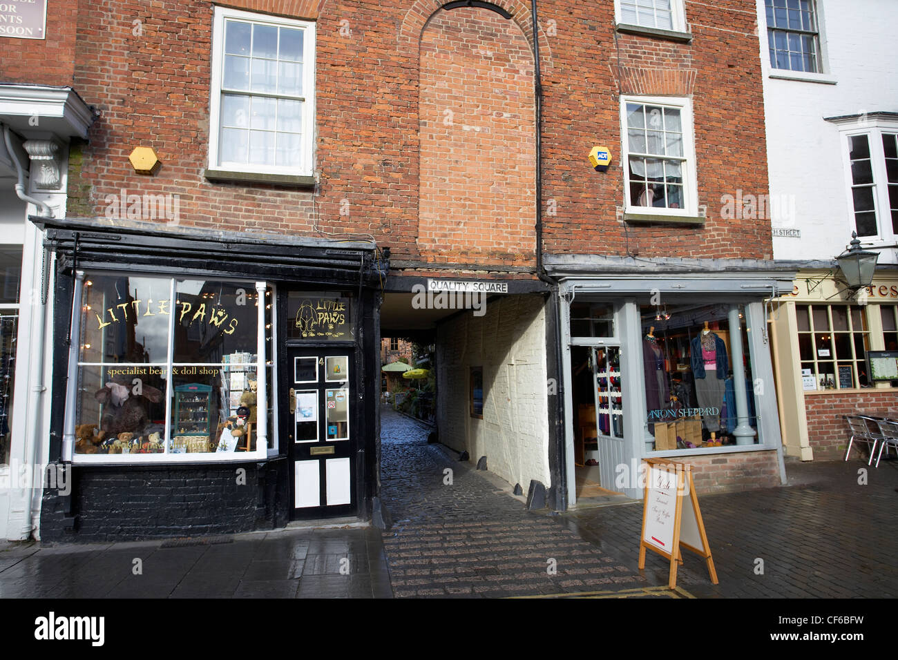 Traditional shop fronts in the market town of Ludlow Stock Photo Alamy