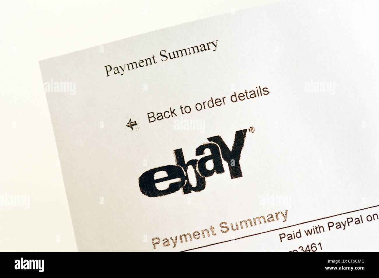 Ebay payment summary Invoice Stock Photo Alamy