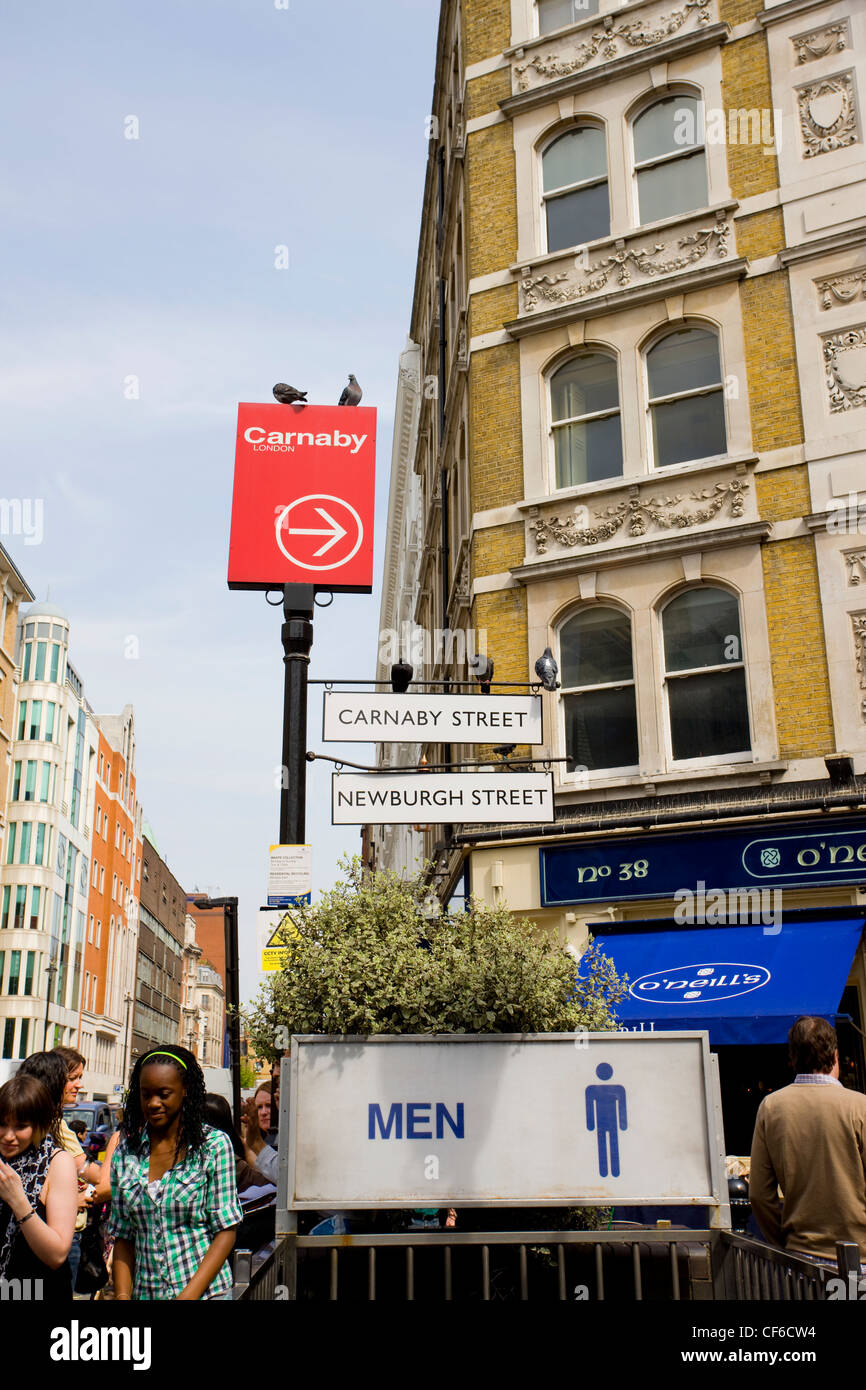 Signage on Great Marlborough Street at the junction with Carnaby Street