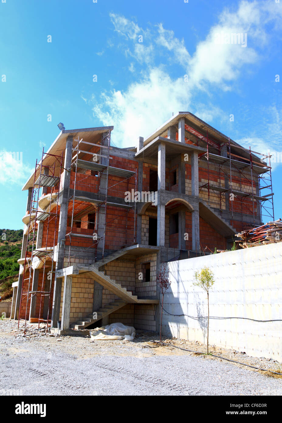 Sceleton Home Sceleton of new suburb cottage house with front staircase and fence ...