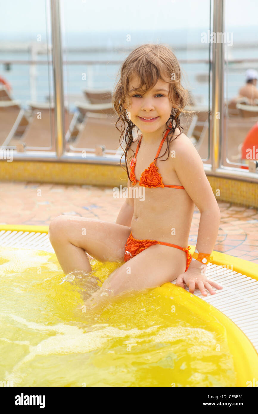 little girl wearing swimsuit