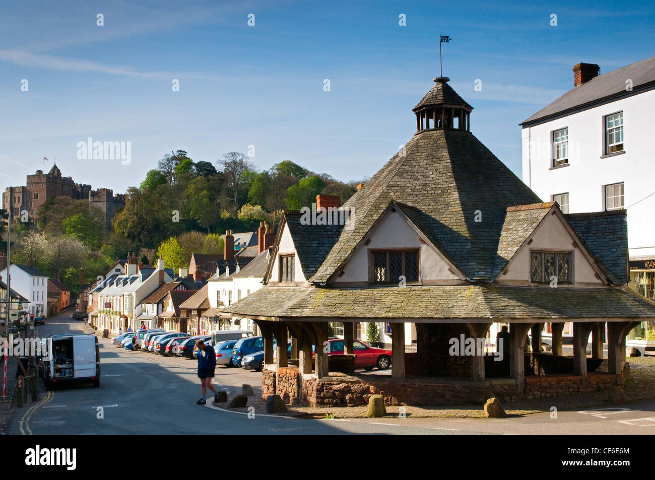 The Yarn Market, High Street and Dunster Castle Stock Photo Alamy