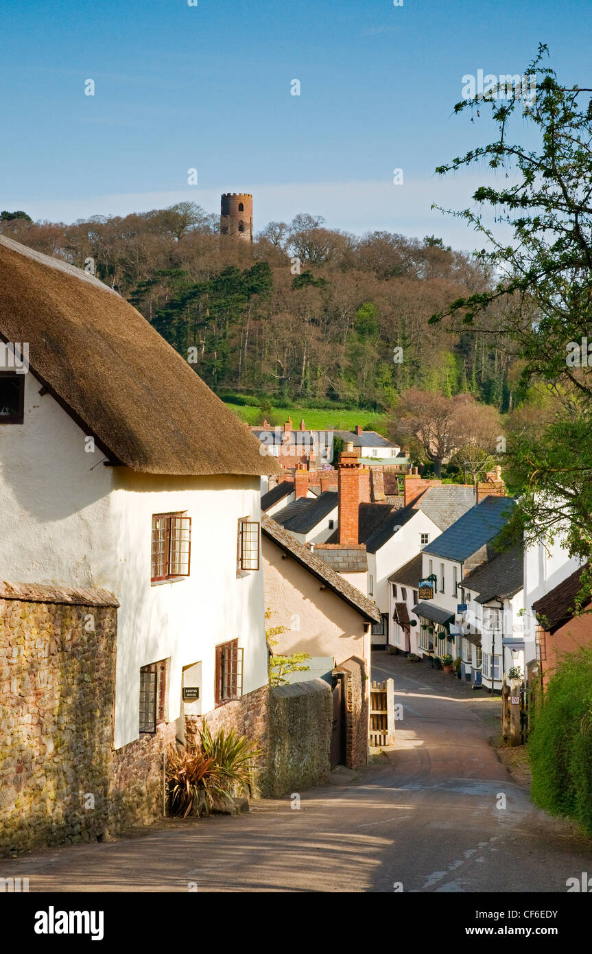 The Conygar Tower, a Grade II listed building built in 1775 overlooking the village of Dunster. Stock Photo