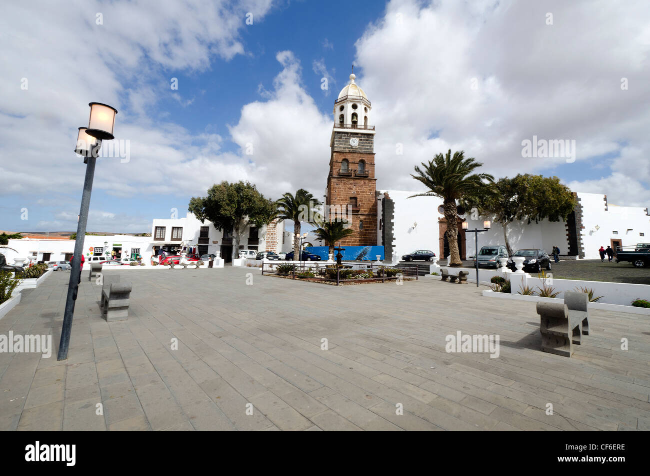 Bell tower of Nuestra Senora de Guadalupe church - Teguise, Lanzarote - Canary Islands Stock Photo