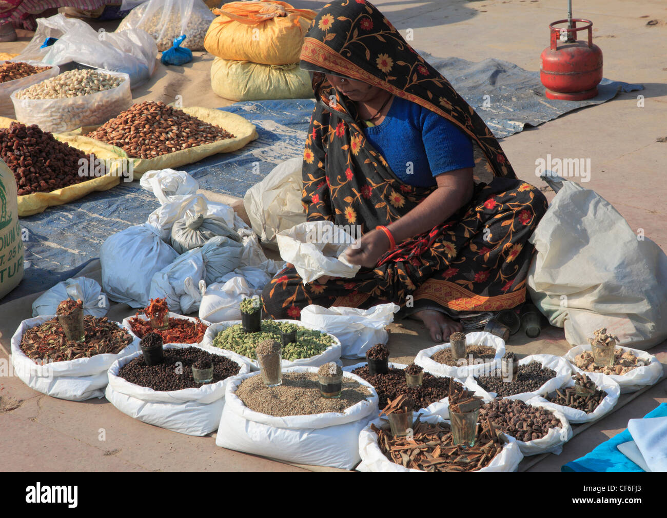 India, Delhi, Old Delhi, street market, spice vendor, Stock Photo