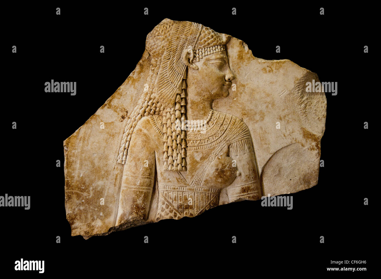 Profile queen or goddess was found Edfu 400 - 100 BC Egypt Egyptian Stock Photo