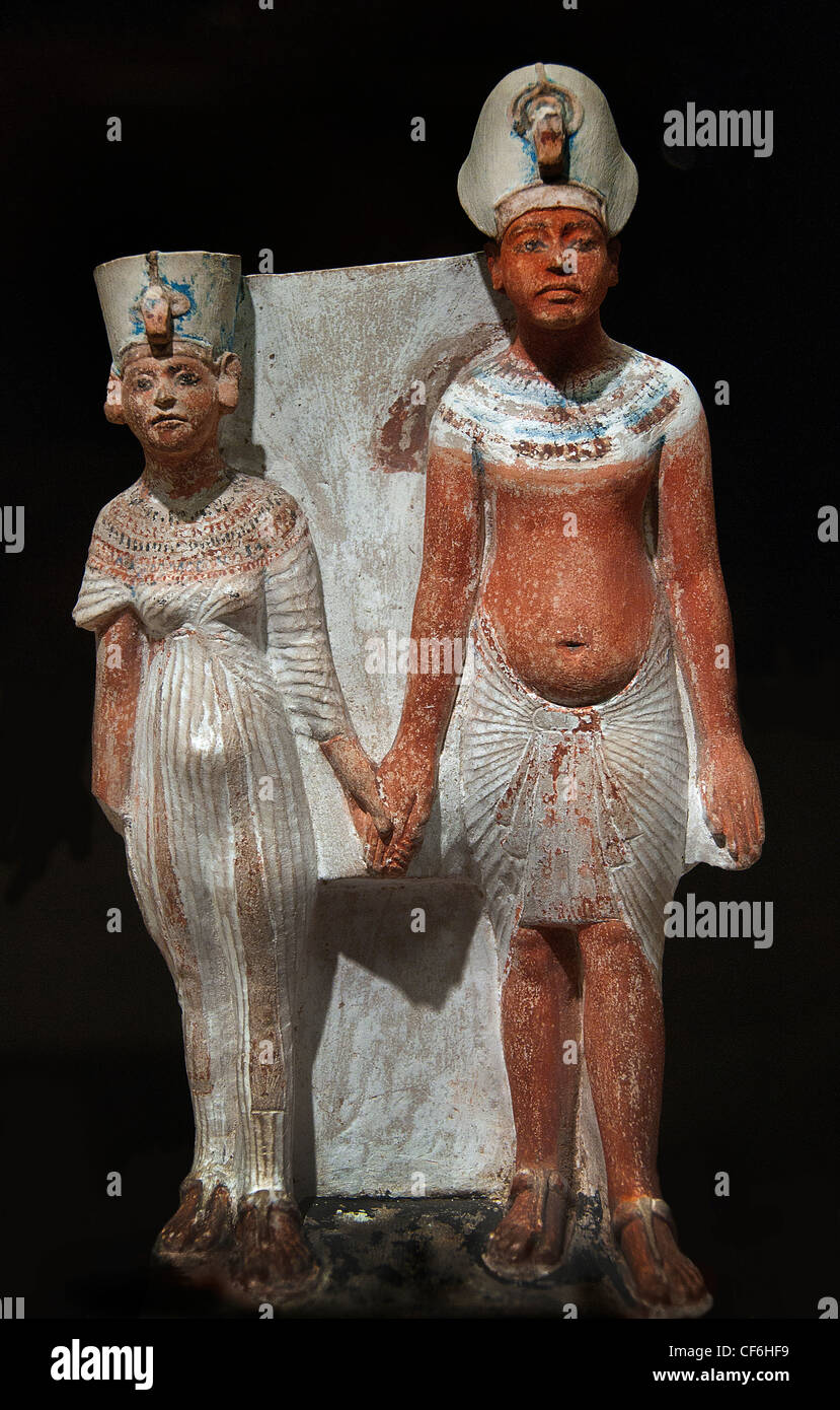 The royal family  King Akhenaten and Queen Nefertiti 1345 BC  Egypt Egyptian Stock Photo