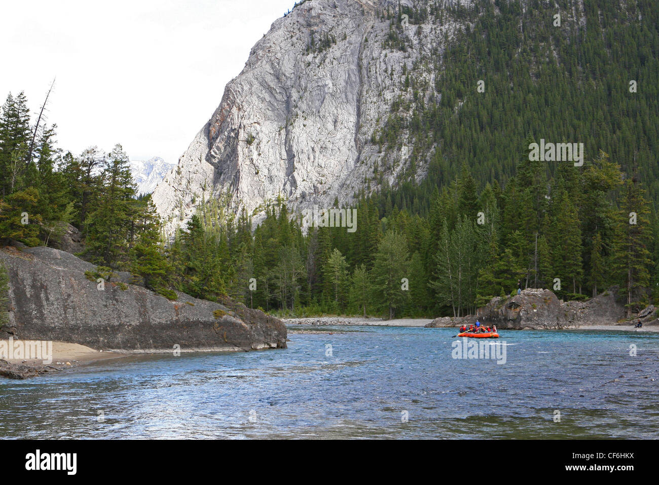 Boating on the Yukon river, Yukon, Canada Stock Photo