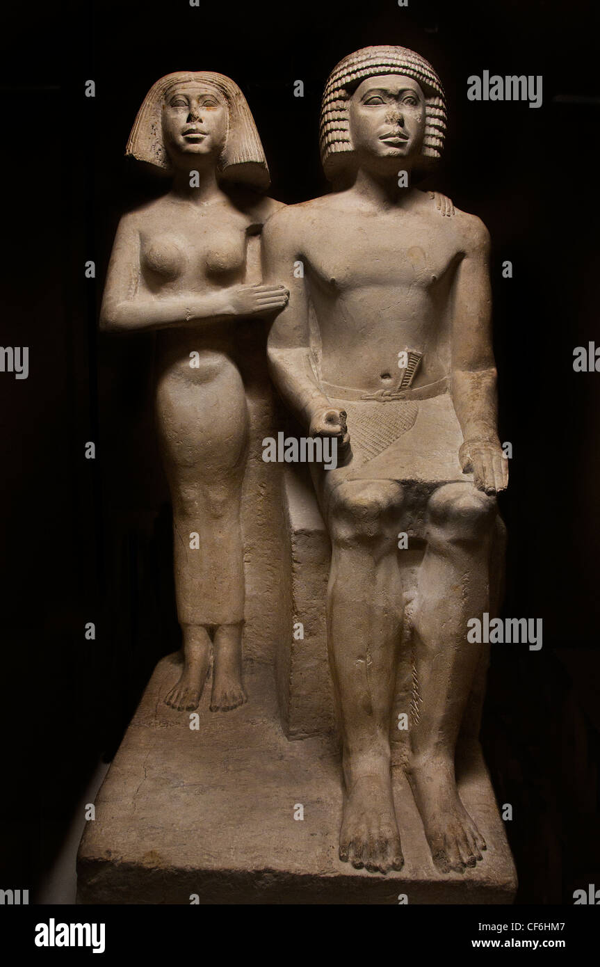 Wife husband 4 Dynasty 2620 - 2500 BC Egypt Egyptian Stock Photo