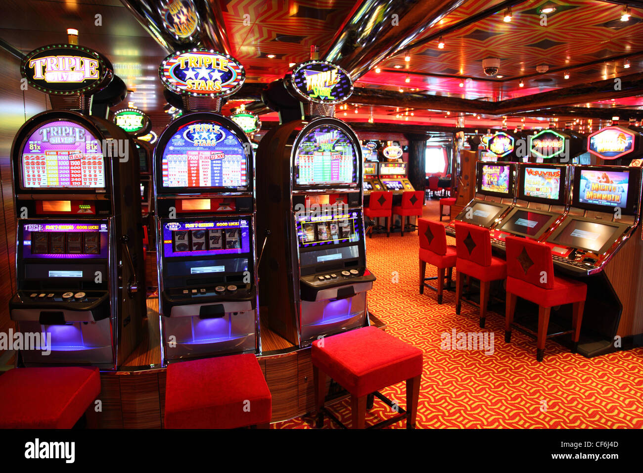 PERSIAN GULF - APRIL 14: Slot machines in play room, April 14, 2010 in Persian. Slot machines - most popular gambling. Stock Photo