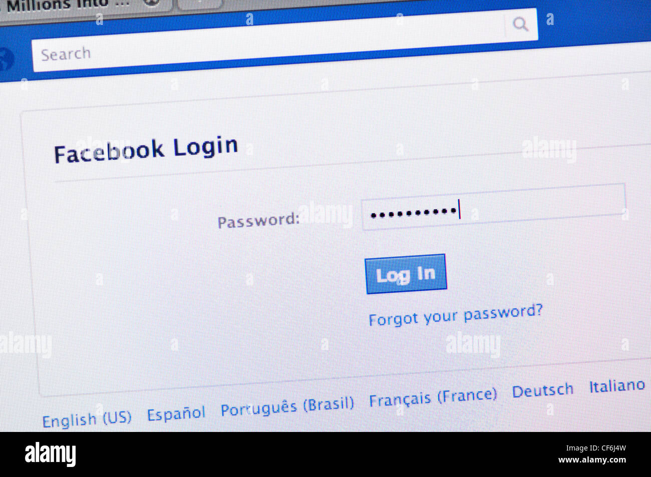 Facebook login website Stock Photo - Alamy