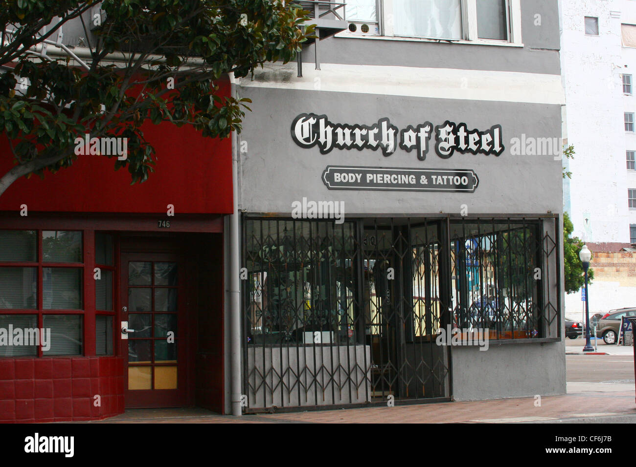 Images of San Diego, California.  Downtown Gaslamp Church of Steel Stock Photo