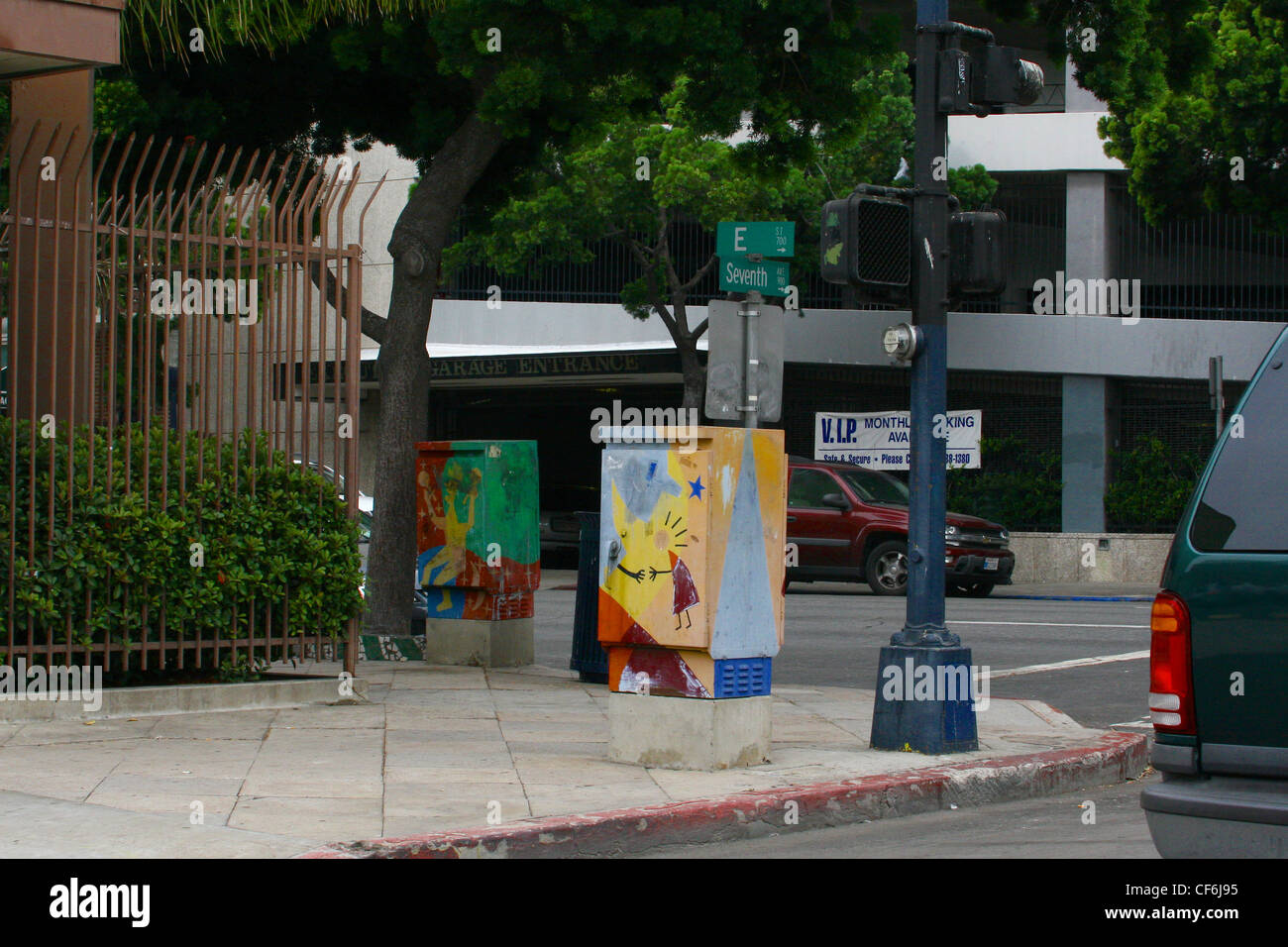 Images of San Diego, California.  Street corner in Gaslamp. Stock Photo