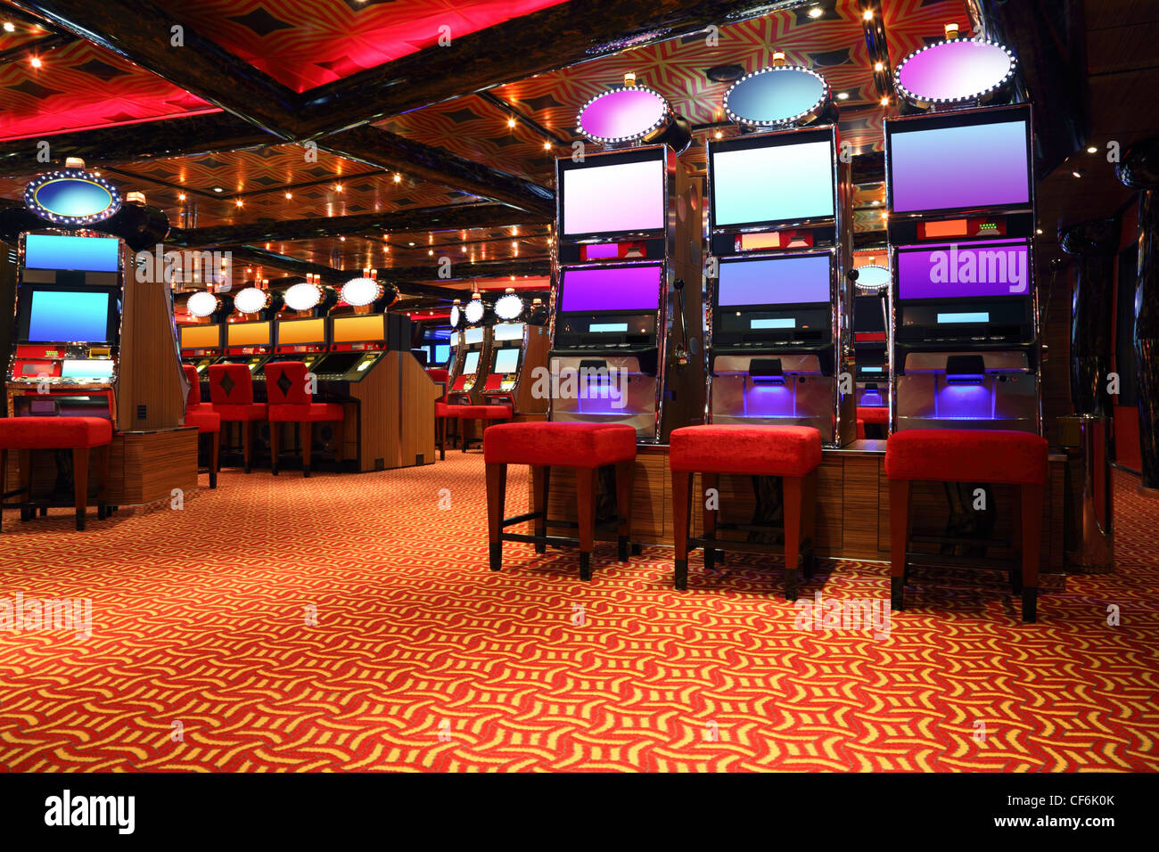 modern empty casino hall with game machines, general view Stock Photo