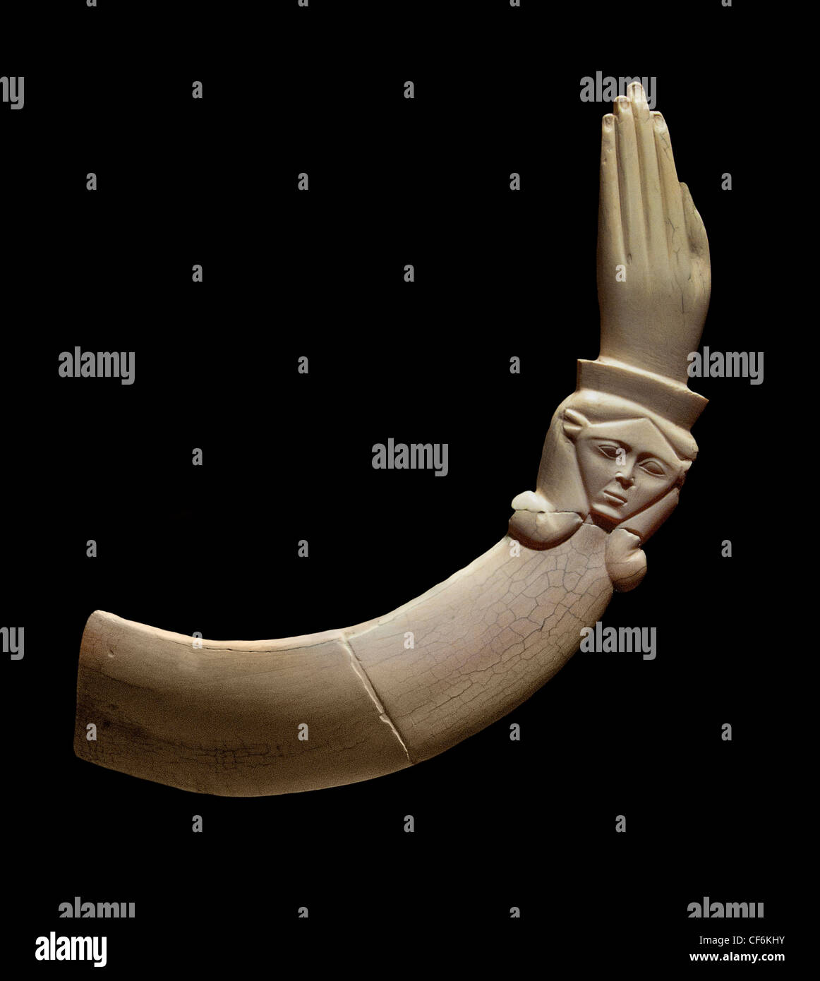 Hand clappers head of Hathor ivory 2033 - 1069 BC Egypt Egyptian Stock Photo