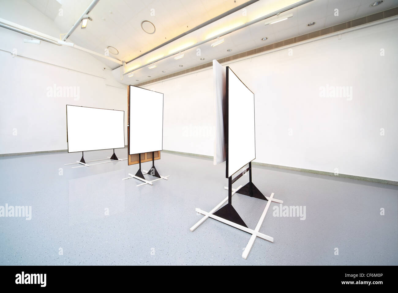 Show-room with large pictures of white color Stock Photo