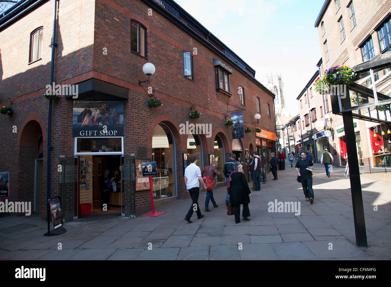 York City, Yorkshire, England outside of the Jorvik centre The JORVIK Viking Centre is a museum and visitor attraction in York, Stock Photo