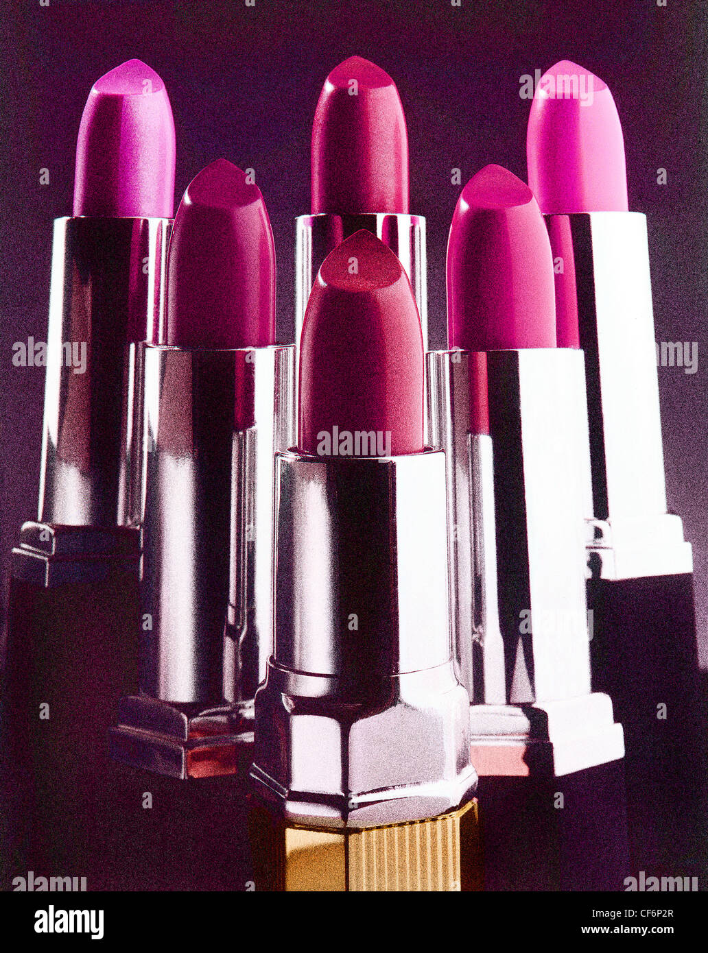 Lipsticks, generic matte silver case, deep purple, grape, pink color