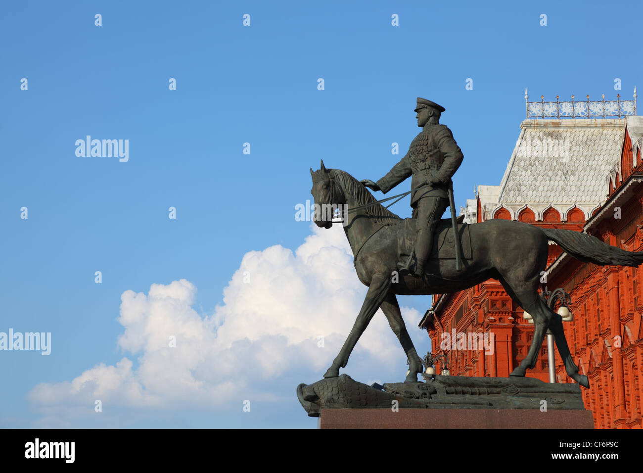 Monument to Marshal of  Soviet Union Georgy Konstantinovich Zhukov (Manege Square, Moscow, Russia ) Stock Photo