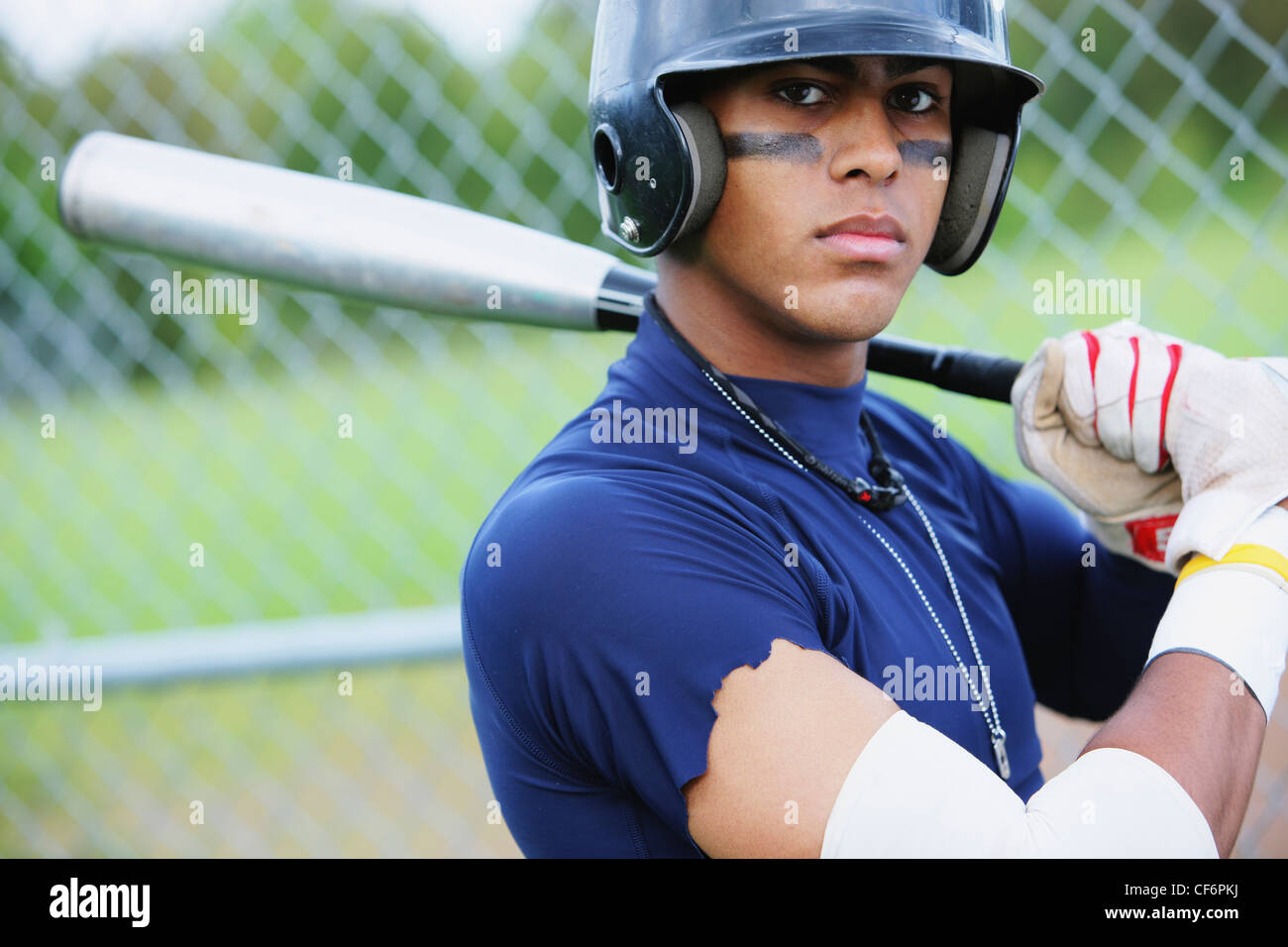 Teenage Boy Baseball Player Wearing A Batting Helmet; Troutdale Oregon