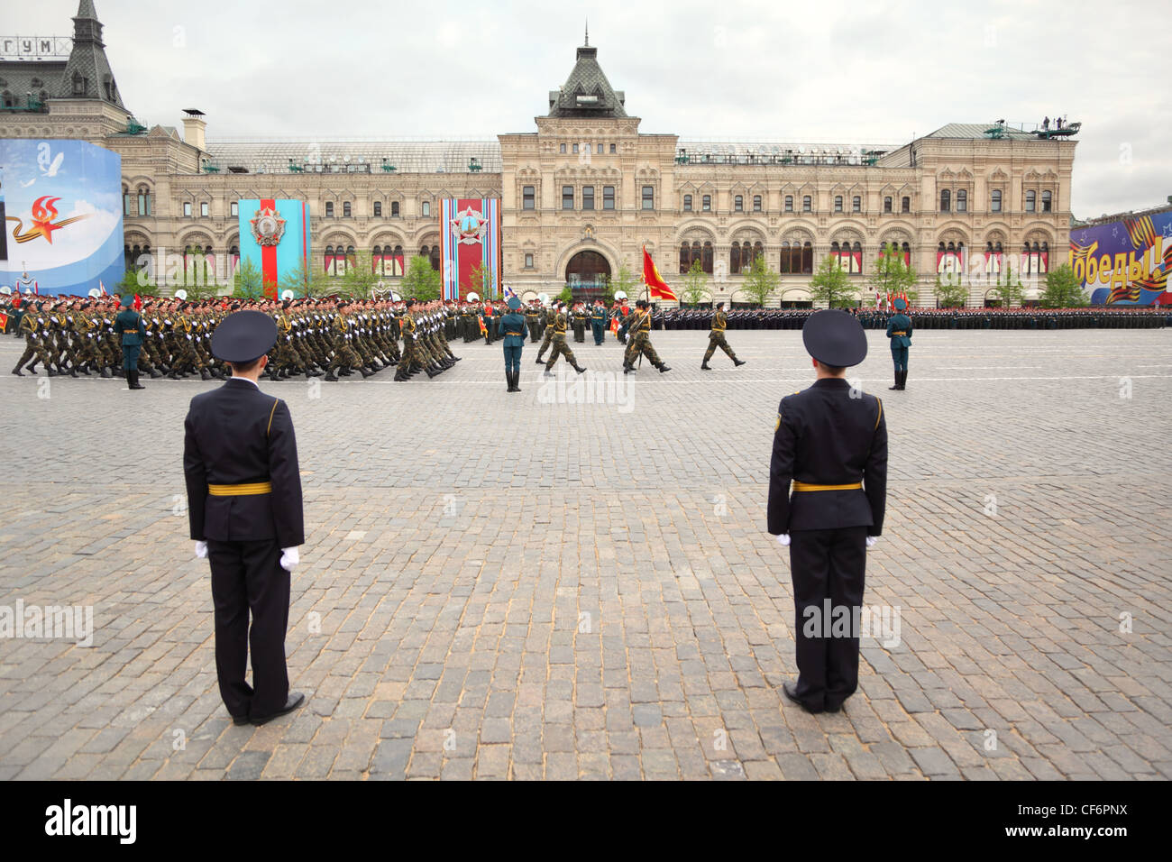 MOSCOW MAY 6 Soldiers rank participate rehearsal honor Great Patriotic War victory Red Square May 6 2010 Moscow Russia Stock Photo