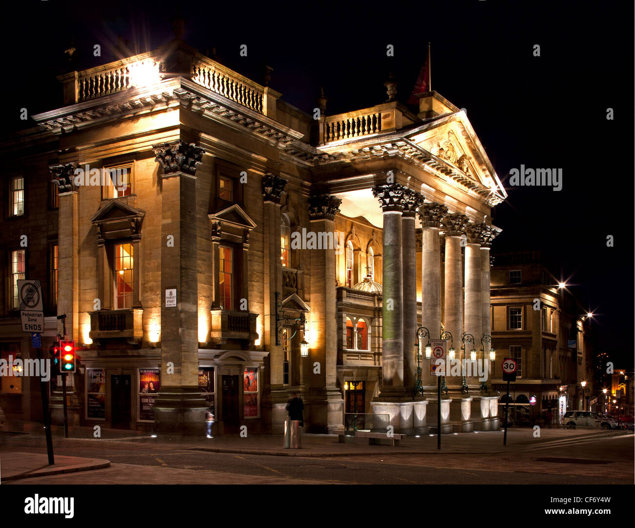 The Theatre Royal Newcastle lit up at night, Newcastle upon Tyne, Tyne