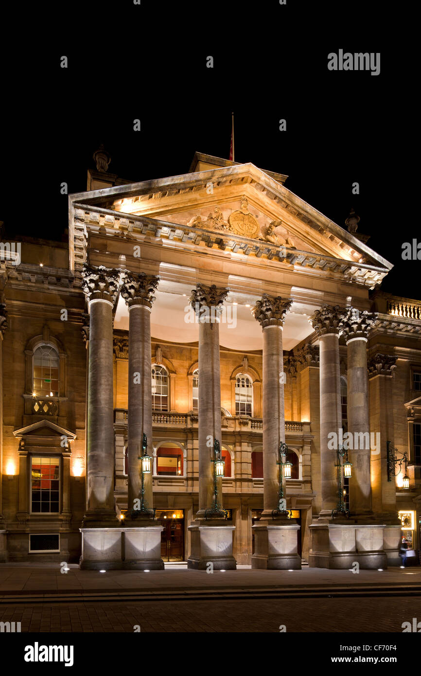 The Theatre Royal Newcastle lit up at night, Newcastle upon Tyne, Tyne and Wear Stock Photo