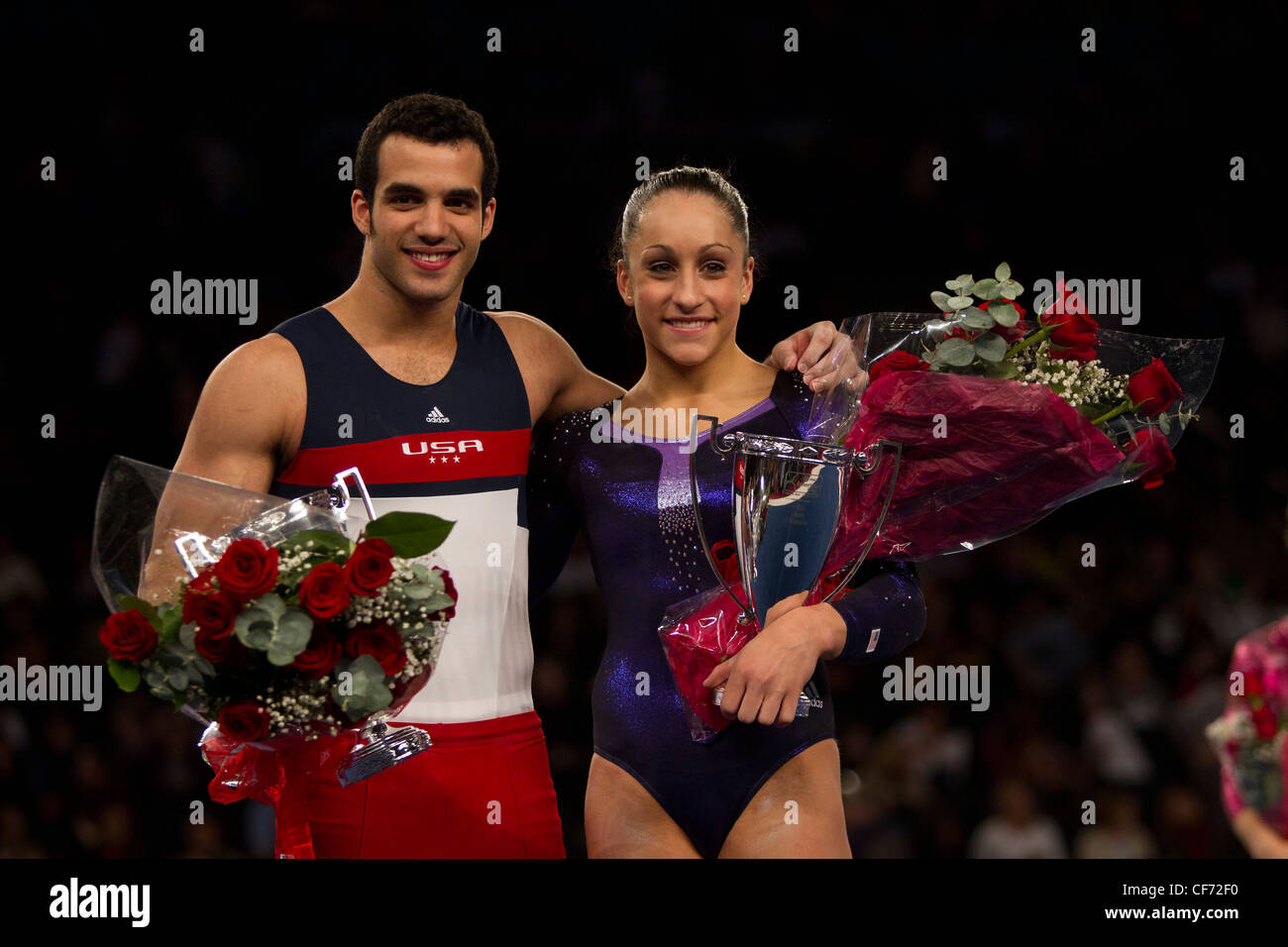 Danell Leyva (left) and Jordyn Wieber winners of the 2012 American Cup Gymnastics Stock Photo