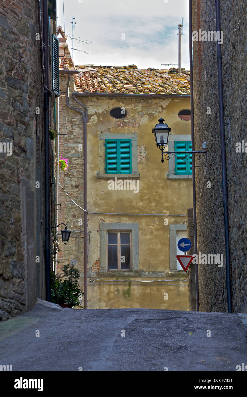 Cobblestone Street of Tuscany Stock Photo
