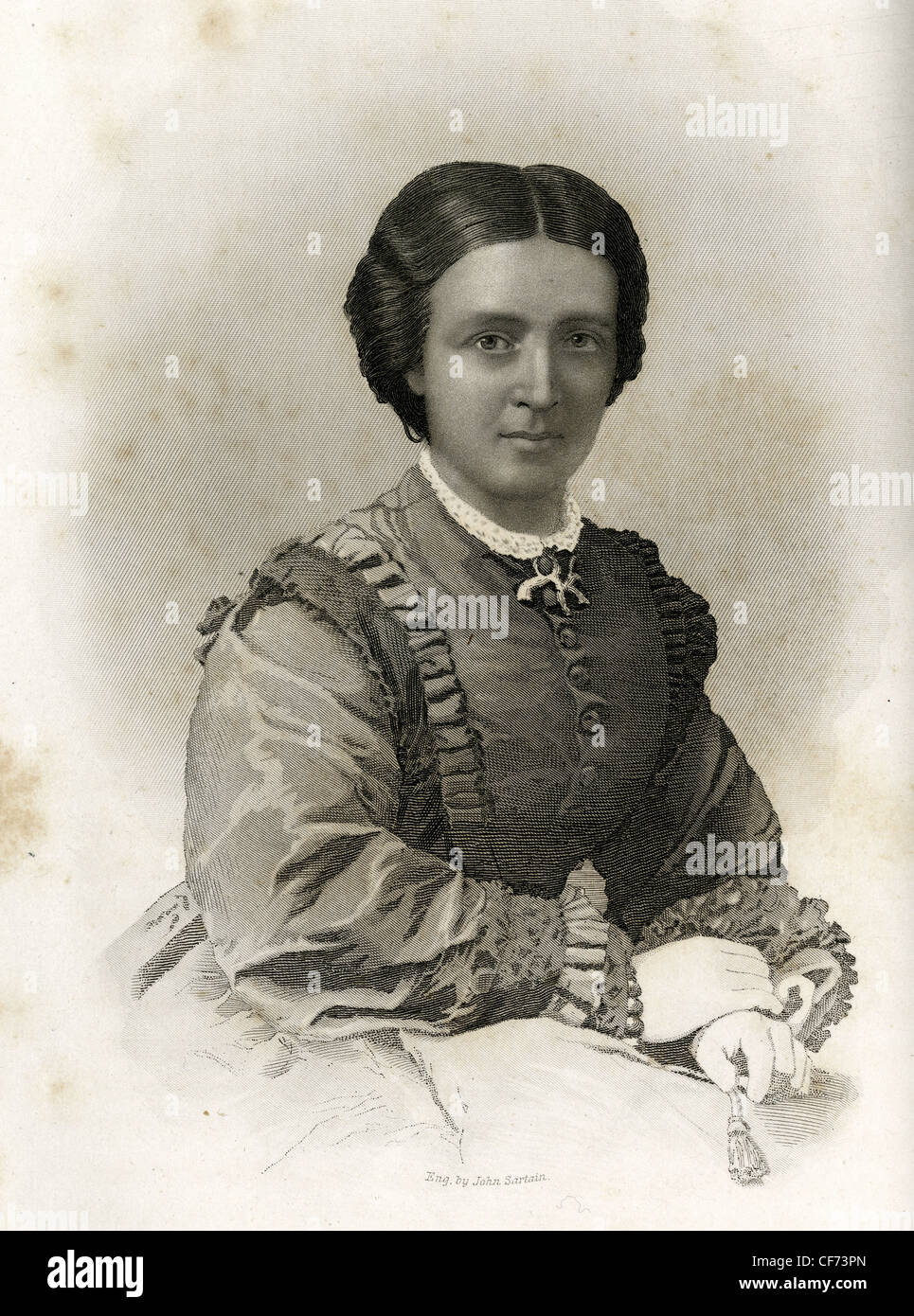 1867 engraving of Mary Jane Safford-Blake. Stock Photo
